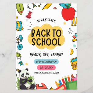Panda Back to school Lärare poster första dagen Flygblad