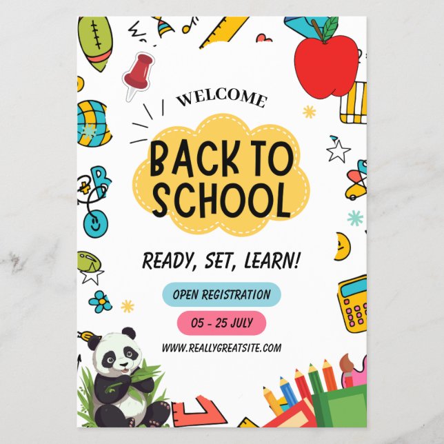 Panda Back to school Lärare poster första dagen Flygblad (Framsidan)