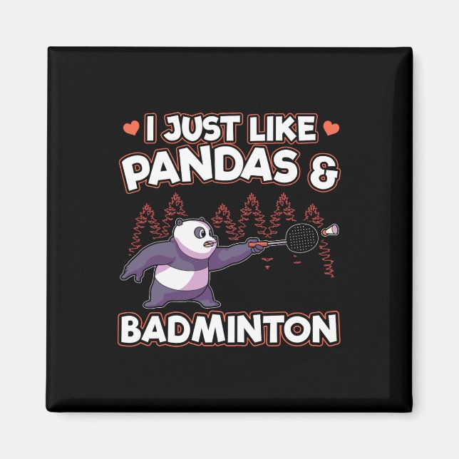 Panda Badminton I Just Kärlek Pandas Magnet (Framsidan)