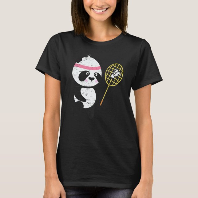 Panda Badminton Shuttlecock Smash Athlete Player C T Shirt (Framsida)