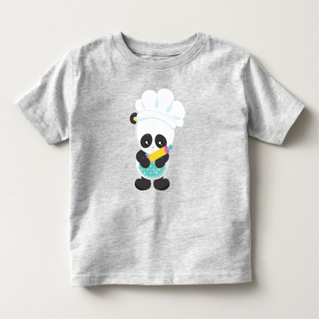 Panda, Baking Panda, Apron, Rolling Pin T Shirt (Framsida)