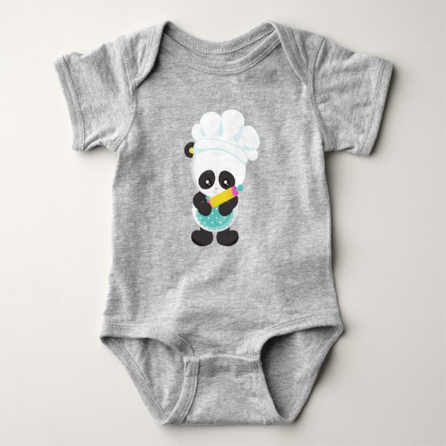 Panda, Baking Panda, Apron, Rolling Pin T Shirt (Framsida)