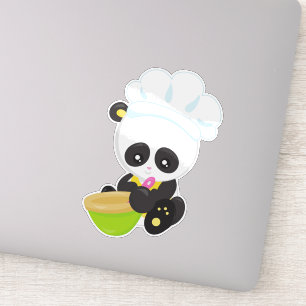 Panda, Baking Panda, Cute Panda, Bowl Klistermärken