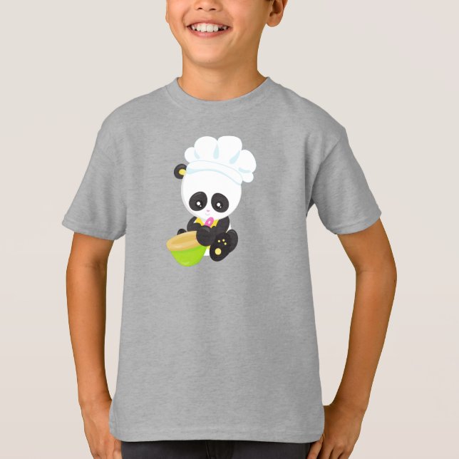 Panda, Baking Panda, Cute Panda, Bowl T Shirt (Framsida)