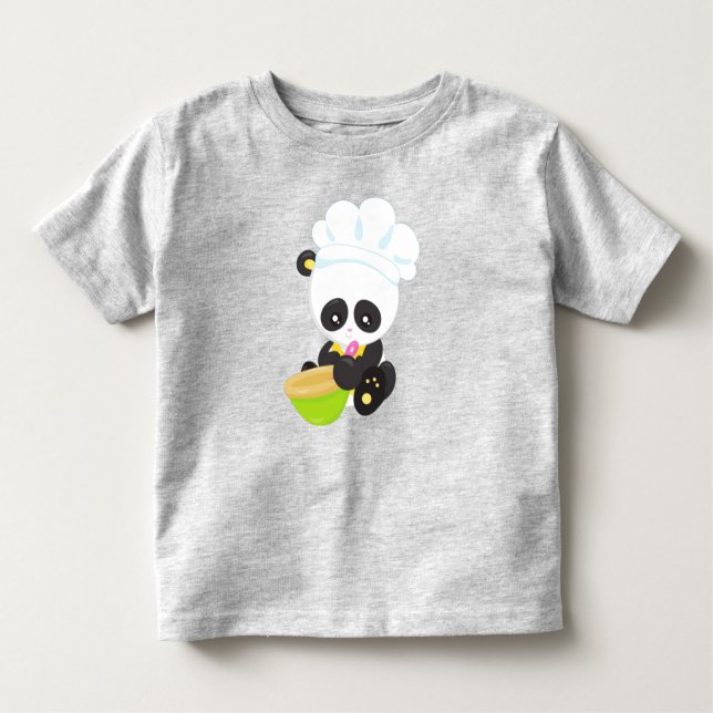 Panda, Baking Panda, Cute Panda, Bowl T Shirt (Framsida)