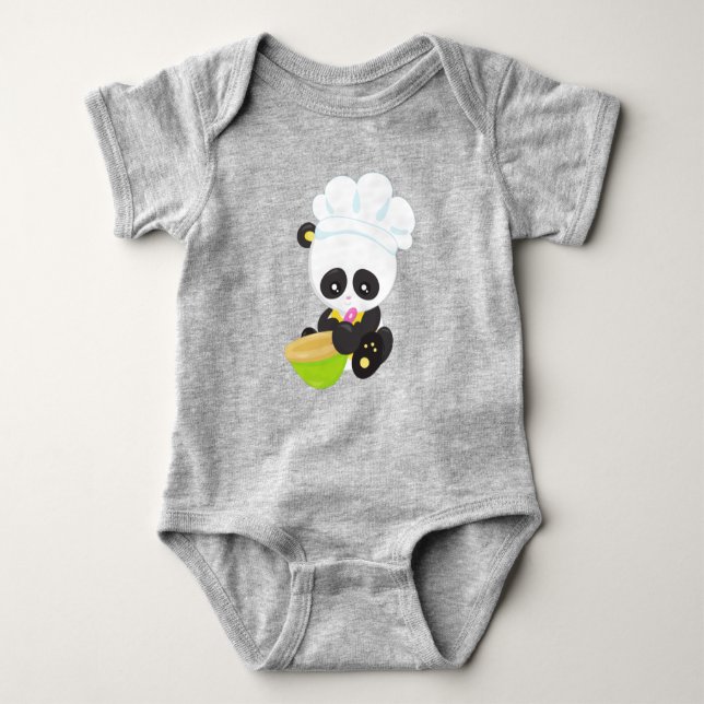 Panda, Baking Panda, Cute Panda, Bowl T Shirt (Framsida)