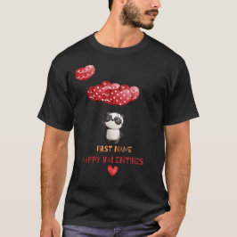 Panda Balloons Hea-Lycklig Valentines-Personlig T Shirt