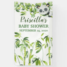 Panda Bamboo Grönt Baby Shower Banner