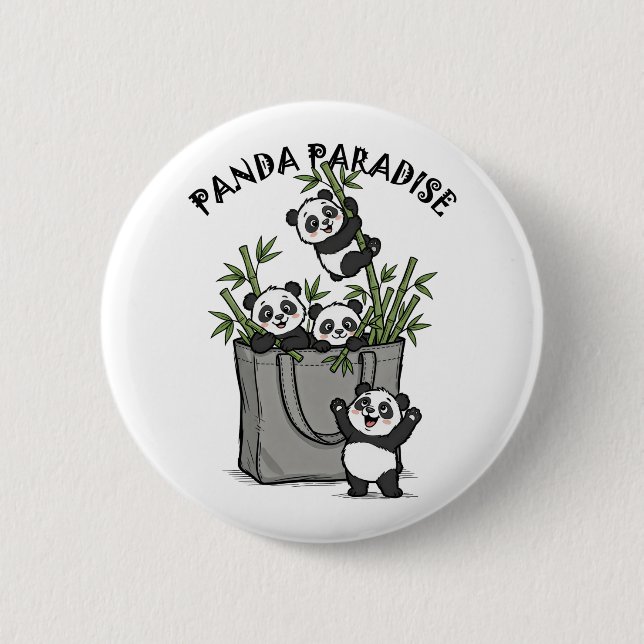 Panda Bambu Paradis Tuggar Livet Långsamt  Knapp (Framsida)
