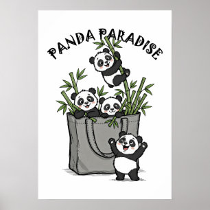 Panda Bambu Paradis Tuggar Livet Långsamt Poster