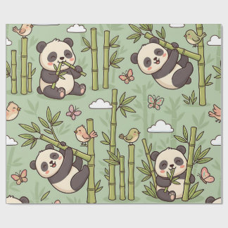 Panda Bambu Skog Inpackningspapper Presentpapper