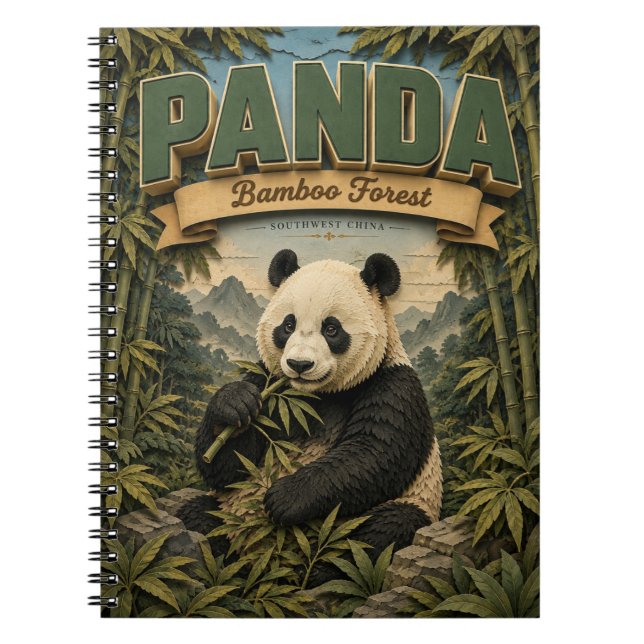 Panda Bambu Skog POPCUT Anteckningsbok (Framsidan)