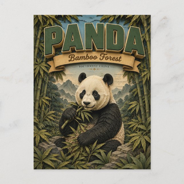 Panda Bambu Skog POPCUT Vykort (Framsida)