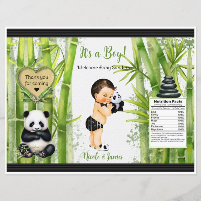Panda Bambu Tema Baby Pojke Chip Pung (Framsida)