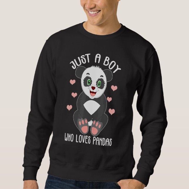 Panda bara en pojke som älskar Pandas Lång Ärmad Tröja (Framsida)