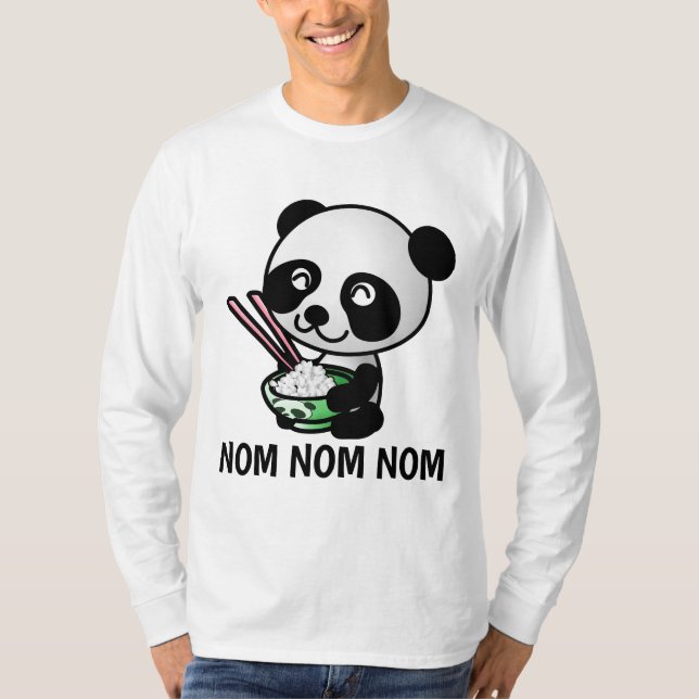 PANDA BÄRER ÄTA MED CHOPSTICKS T-Shirts (Framsida)