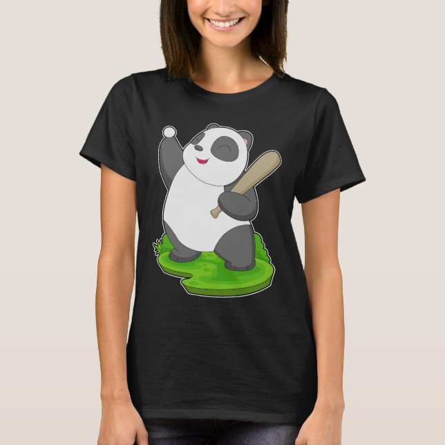 Panda Baseball Baseball fladdermus T Shirt (Framsida)