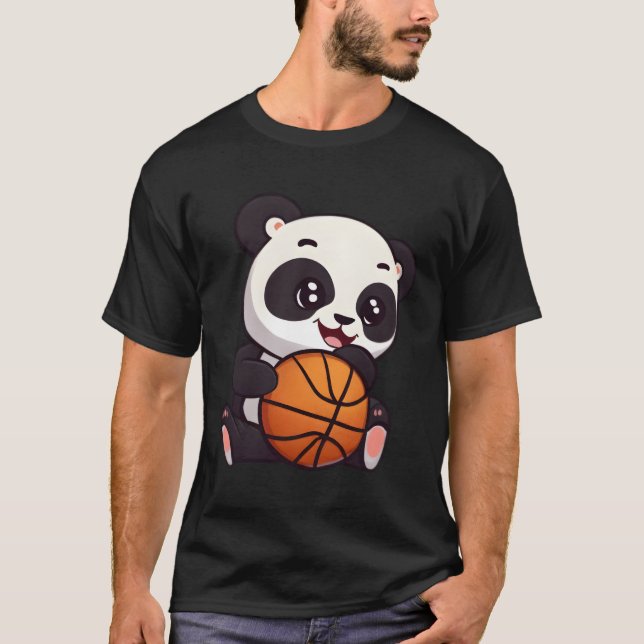 Panda Basketball Player Basketballer T Shirt (Framsida)