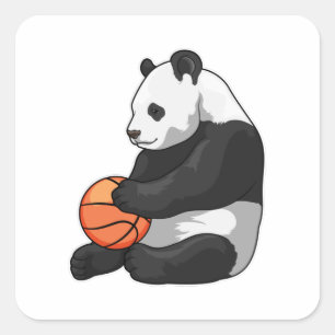 Panda Basketball-spelare Basketball Fyrkantigt Klistermärke