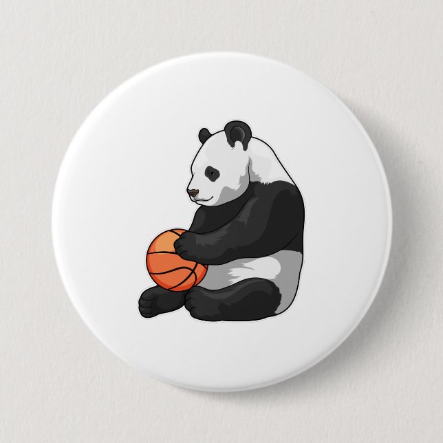 Panda Basketball-spelare Basketball Knapp (Framsida)