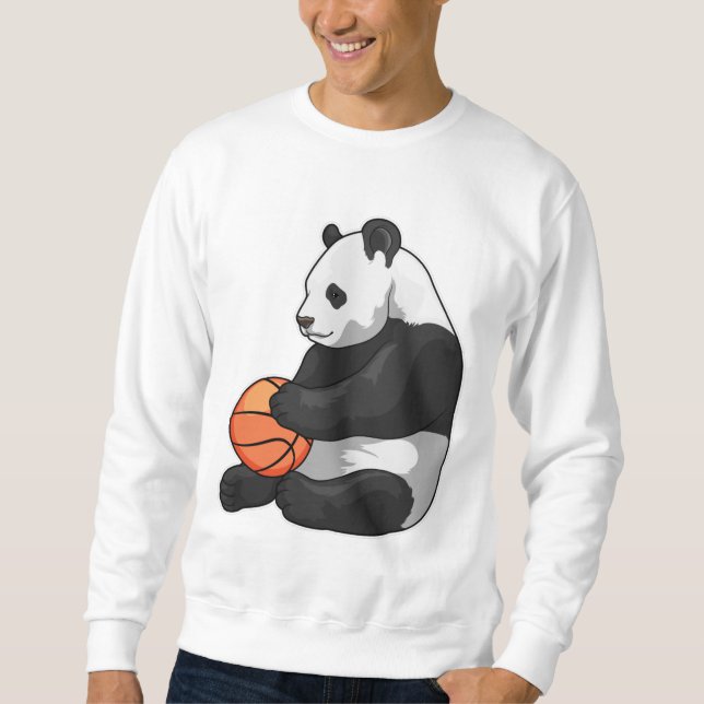 Panda Basketball-spelare Basketball Lång Ärmad Tröja (Framsida)