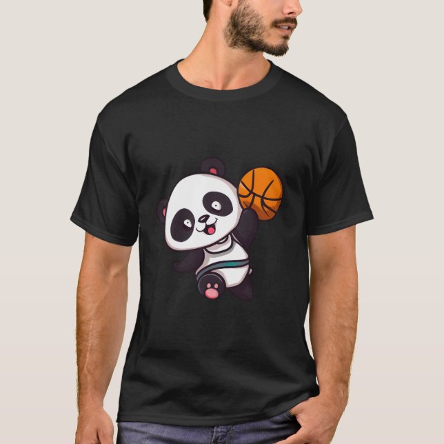 Panda Basketspelare Basketbollsspelare T Shirt (Framsida)