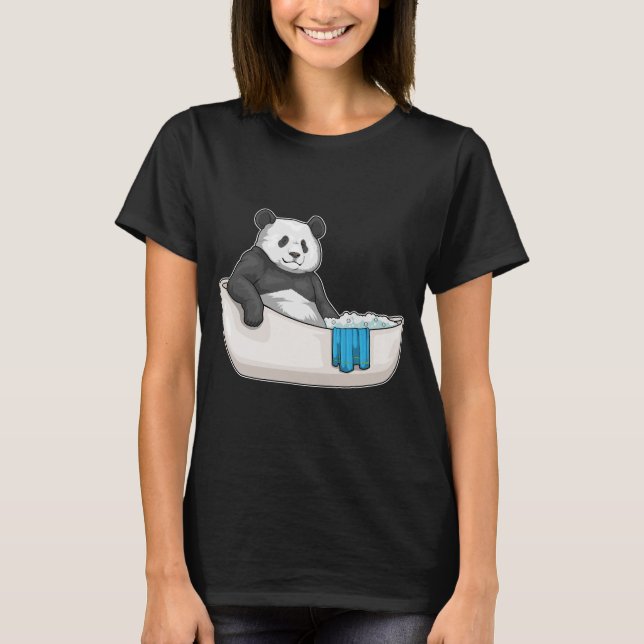 Panda Bathe Bathtub T Shirt (Framsida)