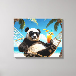 Panda Beach Relaxation Canvastryck