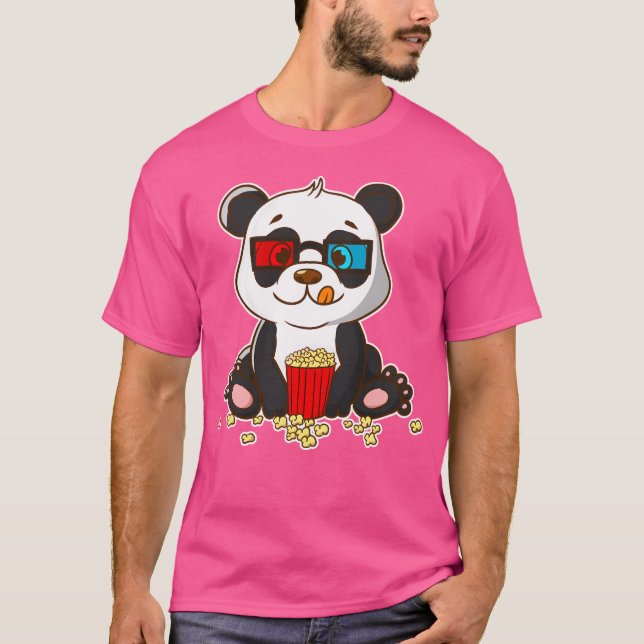Panda Bear 3D Glass Movie Buff T Shirt (Framsida)