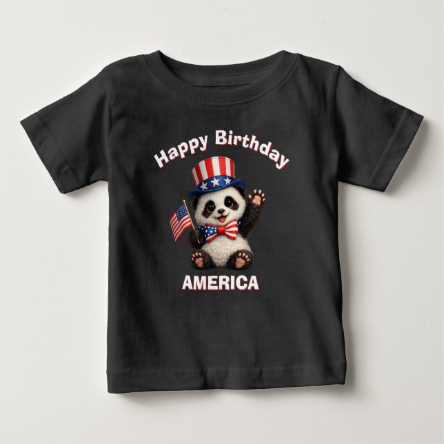 Panda Bear (5j) Patriotisk barn t-shirt (Framsida)