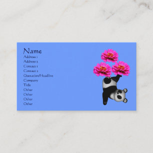 Panda Bear and Flowers Animal Affärskort Visitkort
