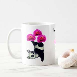 Panda Bear and Zinnia Flower Personlig Kaffemugg