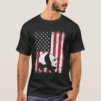 Panda Bear Animal American Flagga T Shirt
