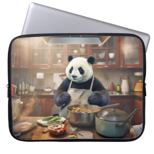 Panda Bear Animal Roligt Cooking Kitchen Lycklig T Laptop Fodral