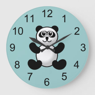 Panda Bear Animal Wall Clock Stor Klocka