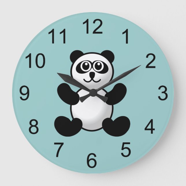 Panda Bear Animal Wall Clock Stor Klocka (Framsida)