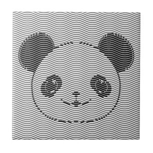 Panda Bear Ansikte vid Wave Mönster Kakelplatta