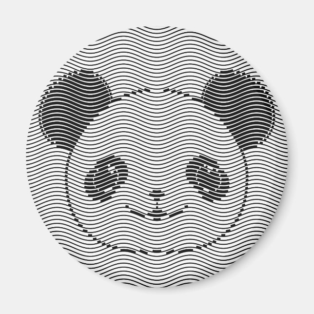 Panda Bear Ansikte vid Wave Mönster Magnet (Framsidan)