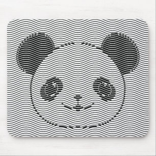 Panda Bear Ansikte vid Wave Mönster Musmatta