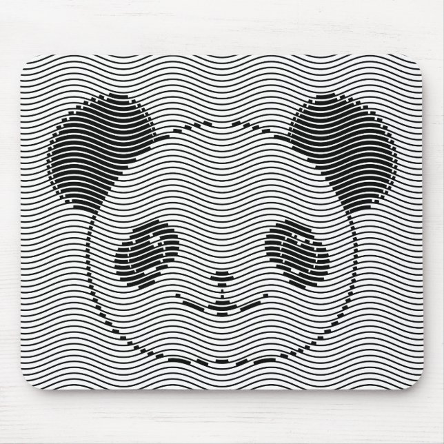 Panda Bear Ansikte vid Wave Mönster Musmatta (Framsidan)