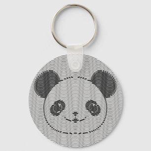 Panda Bear Ansikte vid Wave Mönster Nyckelring