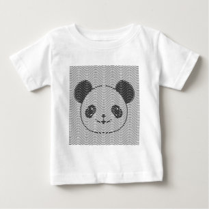 Panda Bear Ansikte vid Wave Mönster T-shirt