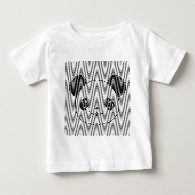 Panda Bear Ansikte vid Wave Mönster T-shirt (Framsida)