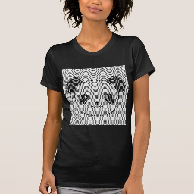 Panda Bear Ansikte vid Wave Mönster T-shirt (Framsida)