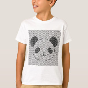 Panda Bear Ansikte vid Wave Mönster Tee Shirt