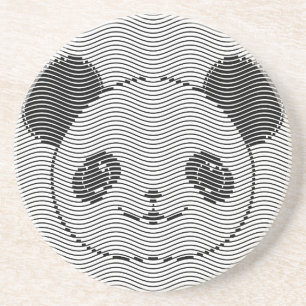 Panda Bear Ansikte vid Wave Mönster Underlägg