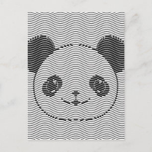 Panda Bear Ansikte vid Wave Mönster Vykort