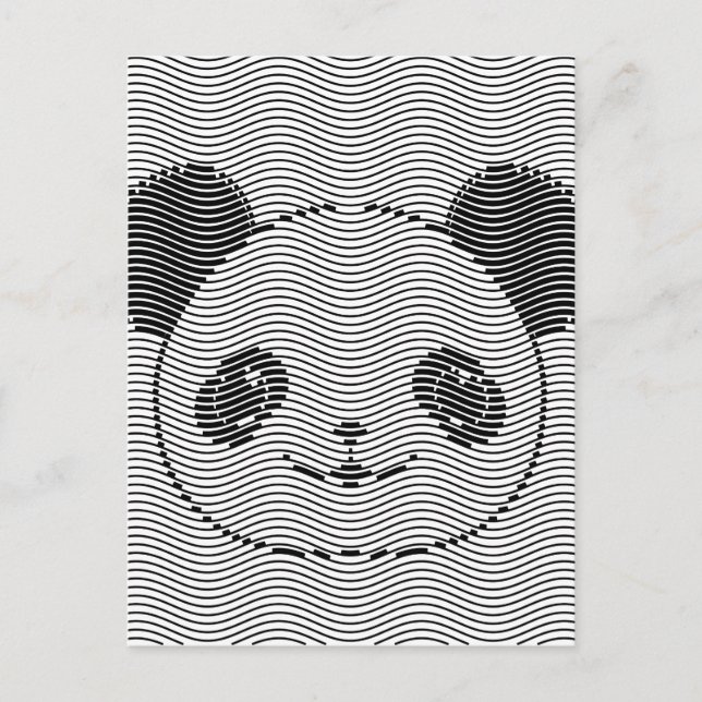 Panda Bear Ansikte vid Wave Mönster Vykort (Framsida)