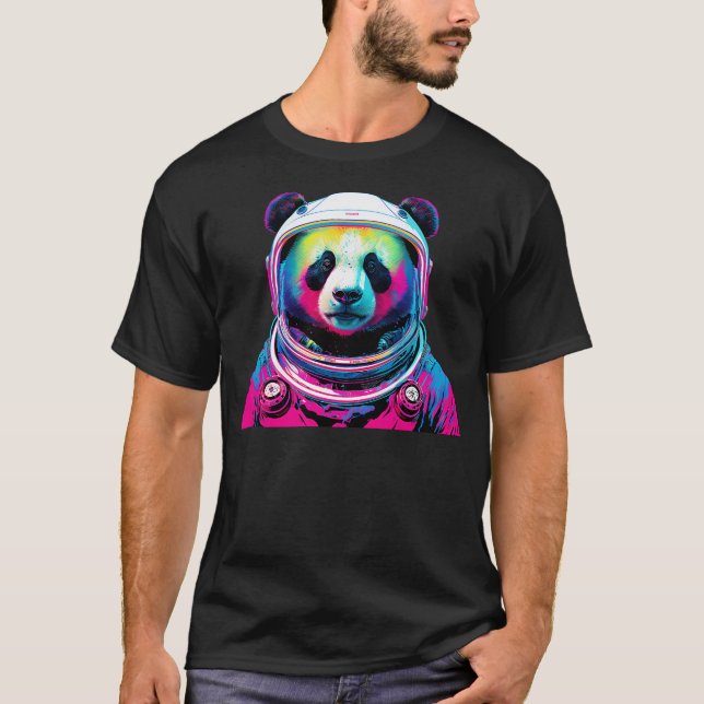 Panda Bear Astronaut Space Panda Wearing Spacesuit T Shirt (Framsida)