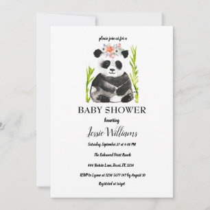 Panda Bear Baby Shower Black and White Nature Inbjudningar